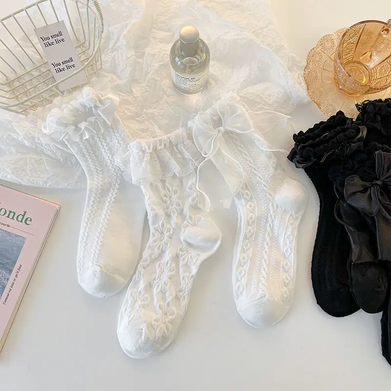 Woman Socks Solid Black White Lolita Lacework Ruffle Socks Summer Thin Japanese Style Kawaii Sweet Girls Cute Short Socks Women
Woman Socks Solid Black White Lolita Lacework Ruffle Socks Summer Thin Japanese Style Kawaii Sweet Girls Cute Short Socks Women