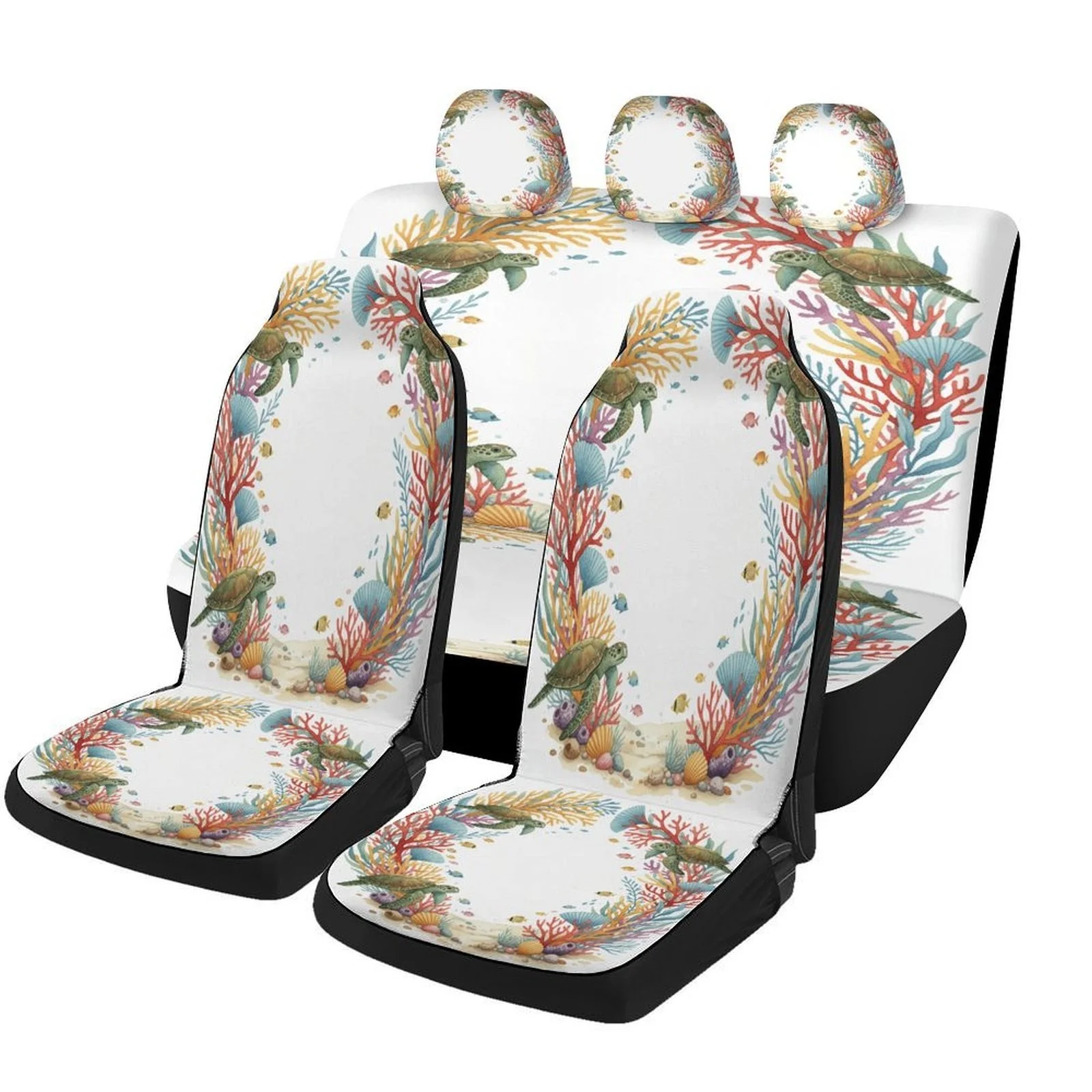 Sea Turtle Coral Circle Themed Car Seat Cover Set - Trendy High-Quality Polyester Full Set For 2 Front & Rear Seats, Ideal For A
Sea Turtle Coral Circle Themed Car Seat Cover Set - Trendy High-Quality Polyester Full Set For 2 Front & Rear Seats, Ideal For A