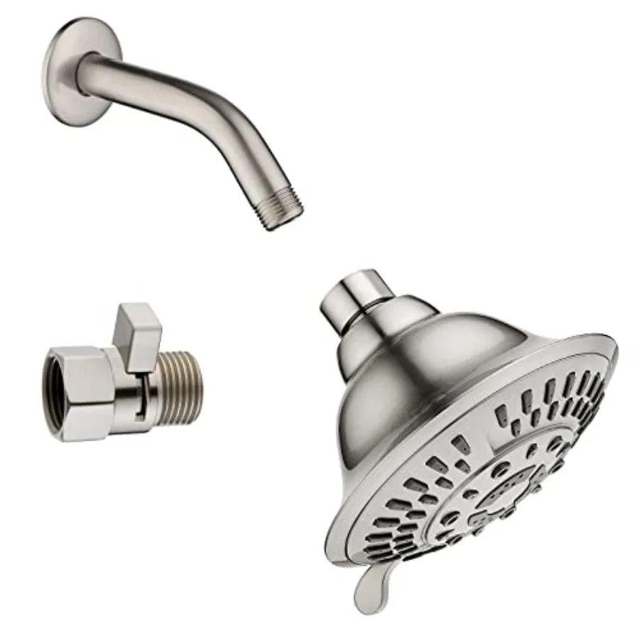 5 Spray Setting Fixed Shower head and Matching 6 Inch Brass Shower Arm and Water Flow Control Valve
5 Spray Setting Fixed Shower head and Matching 6 Inch Brass Shower Arm and Water Flow Control Valve