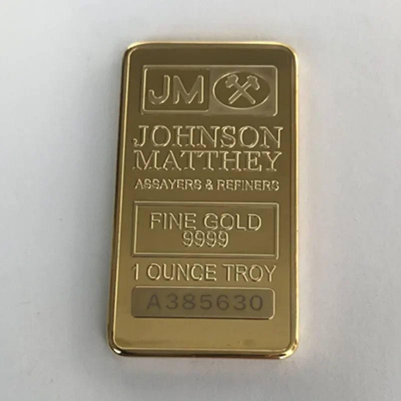5 Pcs Non magnetic Johnson Matthey JM bar real gold plated badge 50 x 28 mm souvenir coin with different serial laser number
5 Pcs Non magnetic Johnson Matthey JM bar real gold plated badge 50 x 28 mm souvenir coin with different serial laser number