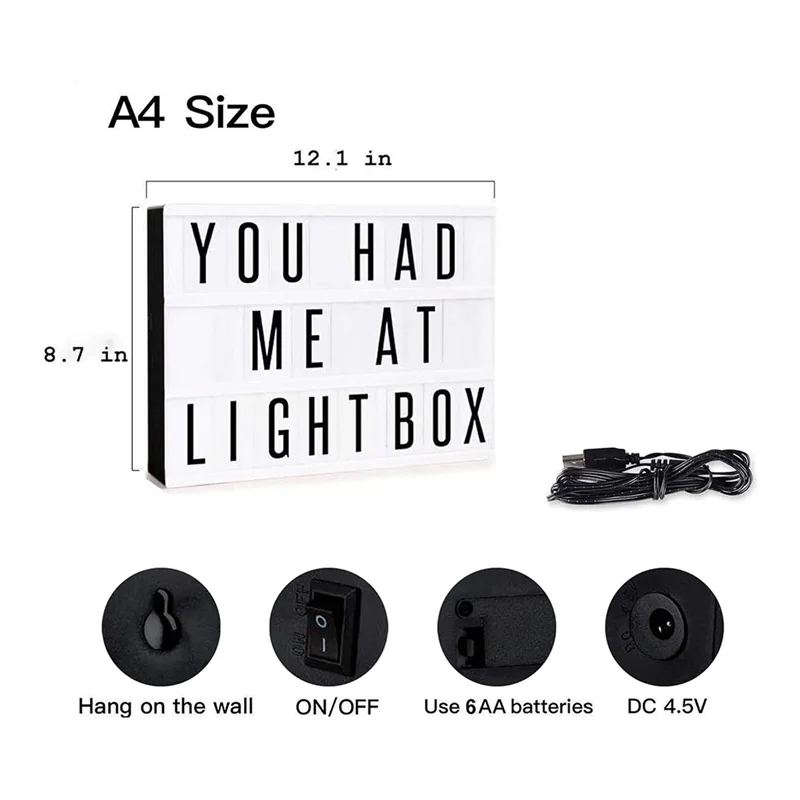A44Z-Cinema Light Box Personalized Neon Signs, Warm White Leds Lightbox With Letters, Numbers, Symbols
A44Z-Cinema Light Box Personalized Neon Signs, Warm White Leds Lightbox With Letters, Numbers, Symbols