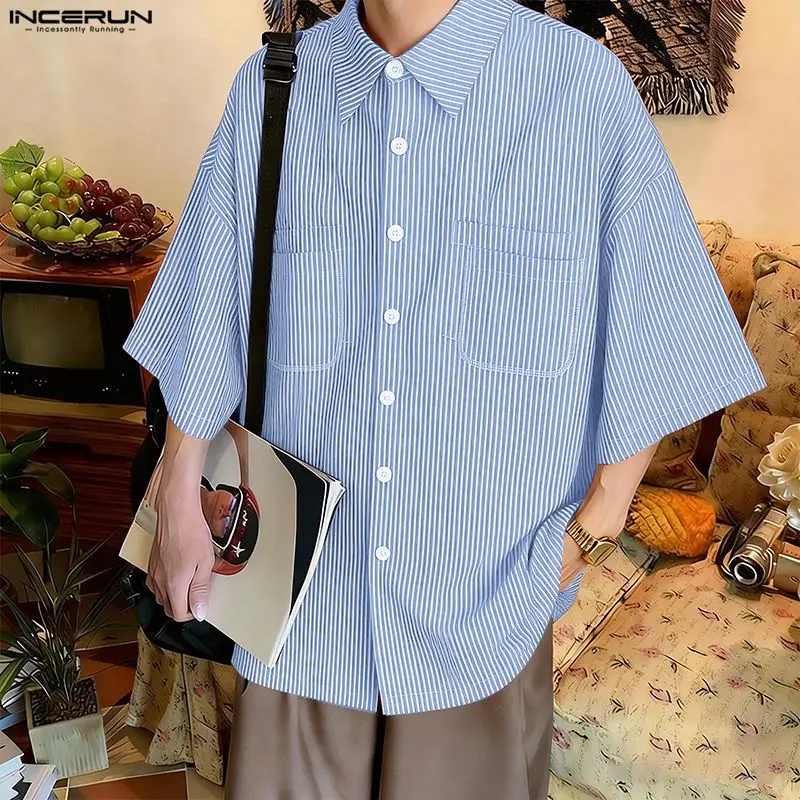 INCERUN Men Striped Shirt Lapel Short Sleeve Button Casual Men Clothes Streetwear Summer Loose 2026 Fashion Tops For Man Shirts
INCERUN Men Striped Shirt Lapel Short Sleeve Button Casual Men Clothes Streetwear Summer Loose 2026 Fashion Tops For Man Shirts