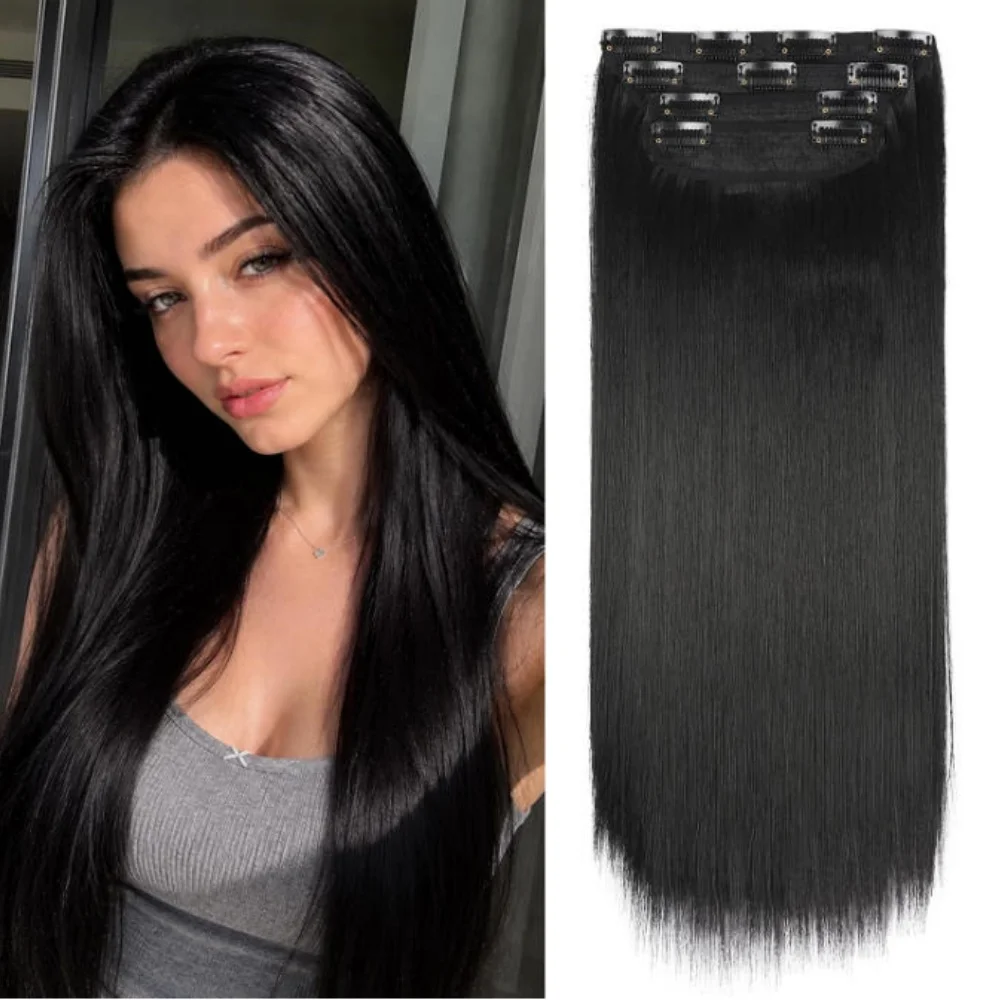28 Inch Straight Black Clip In Hair Extensions Double Weft Thick Silky Hair Pieces Clip On Extensions For Women Daily Party Makeup Hairstyle
28 Inch Straight Black Clip In Hair Extensions Double Weft Thick Silky Hair Pieces Clip On Extensions For Women Daily Party Makeup Hairstyle