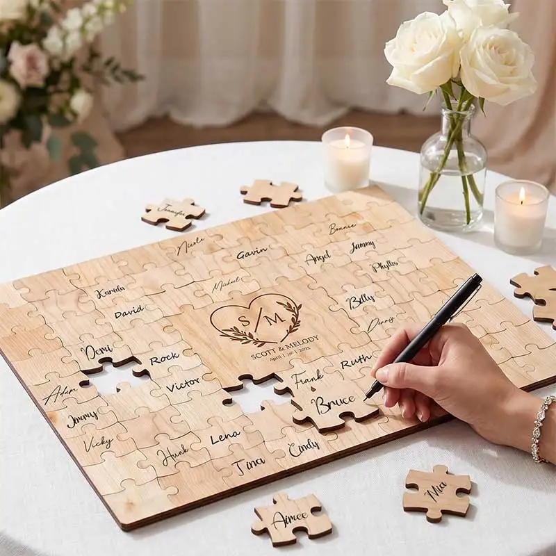 Personalized Puzzle Wedding Guest Book Custom Wooden Guestbook Alternative Unique Jigsaw Wedding Decor Engraved Anniversary Gift
Personalized Puzzle Wedding Guest Book Custom Wooden Guestbook Alternative Unique Jigsaw Wedding Decor Engraved Anniversary Gift