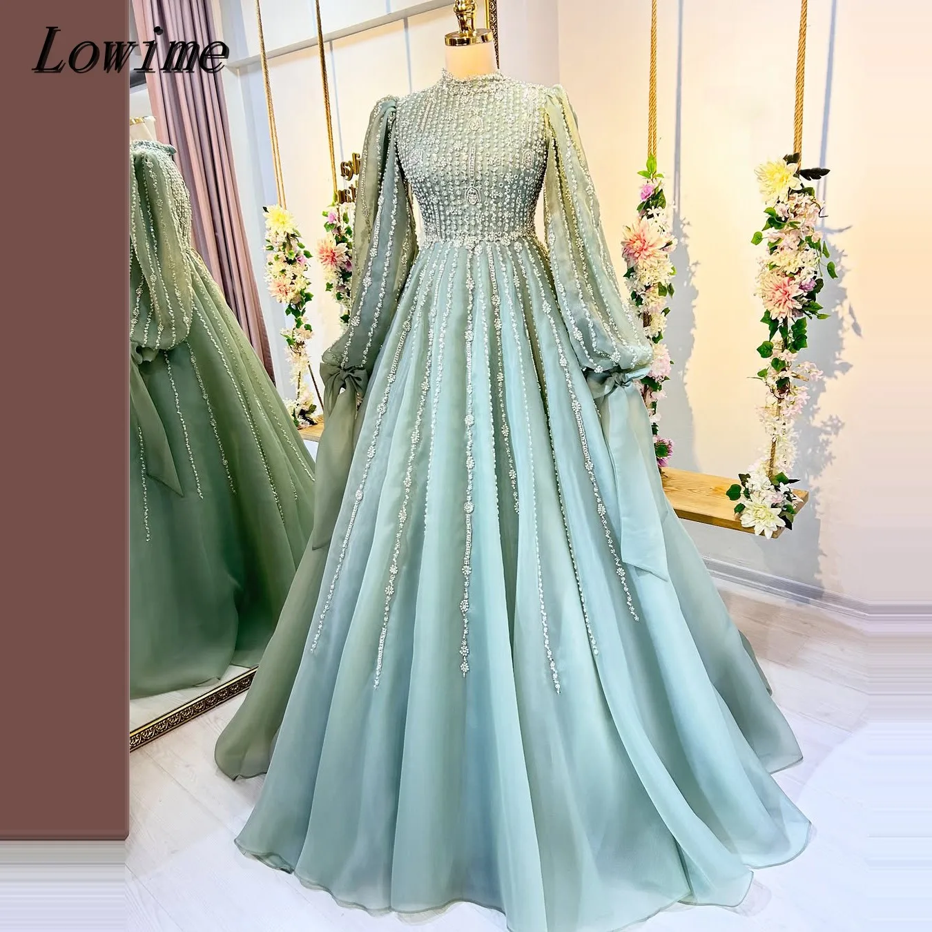 Mint Green Muslim Caftan Evening Formal Dresses Long Sleeve High Neck Customsized Dubai Arabian Prom Gown Garment
Mint Green Muslim Caftan Evening Formal Dresses Long Sleeve High Neck Customsized Dubai Arabian Prom Gown Garment