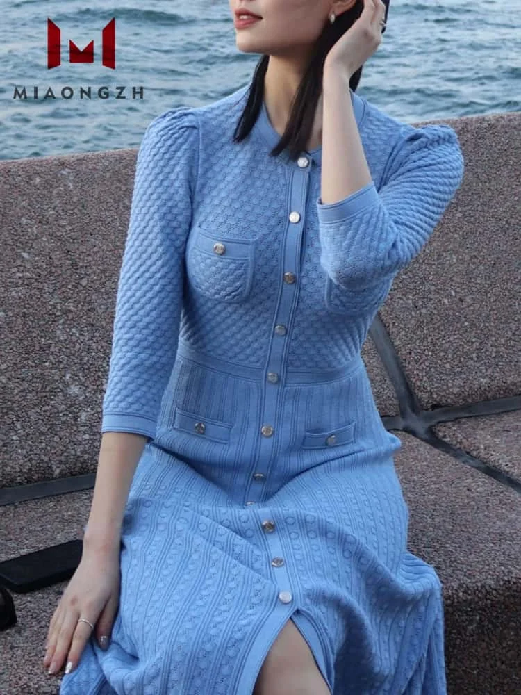 Fashion Spring New Knitted Dress For Women O Neck Long Sleeve Single Breasted Temperament Hollow Elegant Female Party Dresses 25
Fashion Spring New Knitted Dress For Women O Neck Long Sleeve Single Breasted Temperament Hollow Elegant Female Party Dresses 25