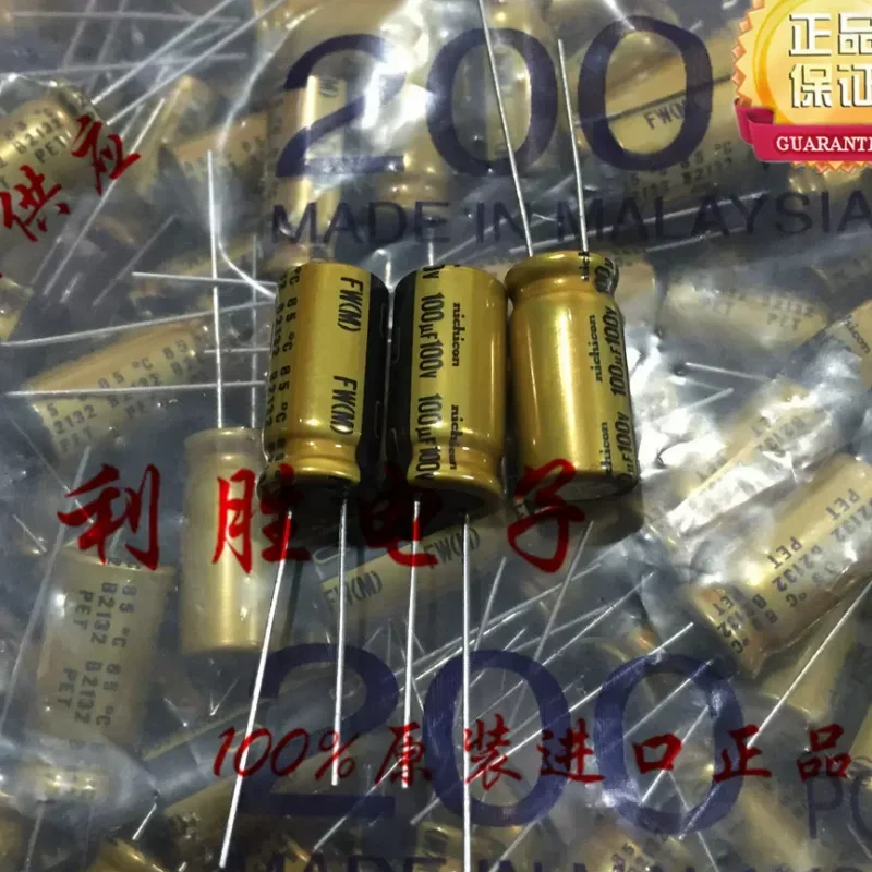 5PCS 100UF 100V Nichicon fever audio capacitor 100V 100UF 10X20 FW gold shell
5PCS 100UF 100V Nichicon fever audio capacitor 100V 100UF 10X20 FW gold shell
