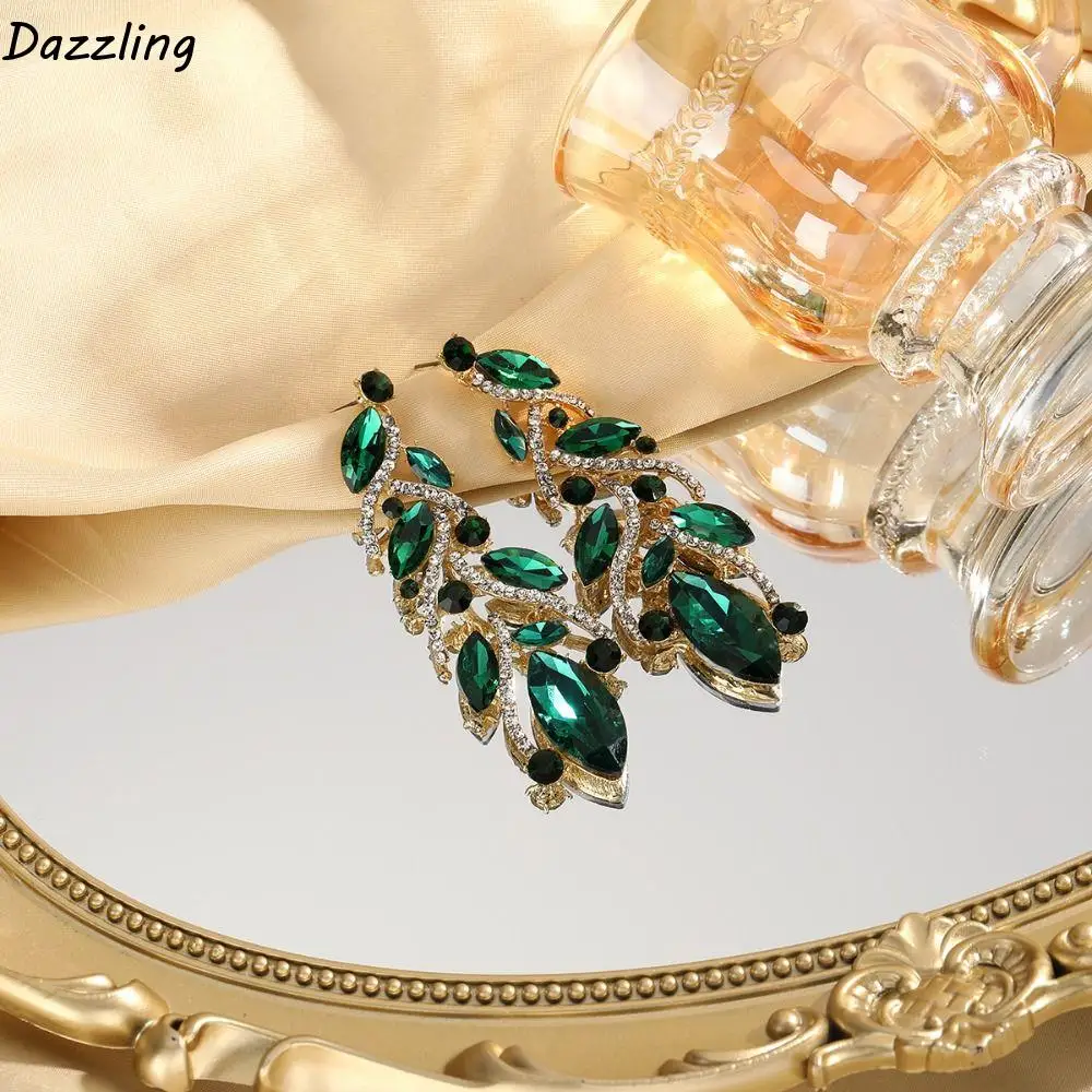 Bridal Colorful Leaf Rhinestone Earrings Shining Luxury Diamonds Earrings Exquisite Crystal Jewelry Women
Bridal Colorful Leaf Rhinestone Earrings Shining Luxury Diamonds Earrings Exquisite Crystal Jewelry Women
