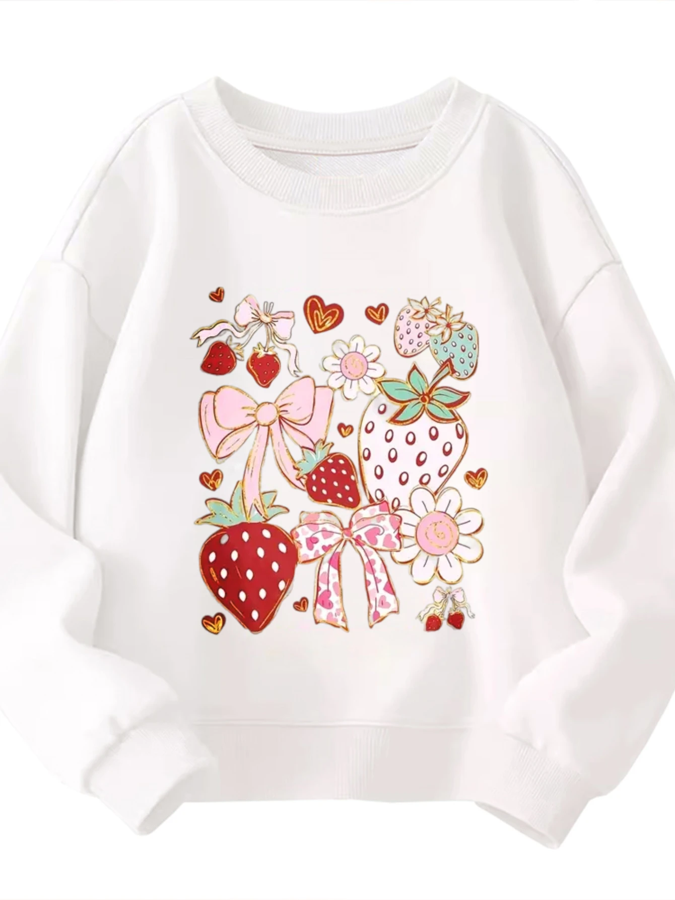 Kids Crew Neck Sweatshirt Red Strawberry Bow Heart Flower Boys Girls Graphic White Pullover For Daily Wear
Kids Crew Neck Sweatshirt Red Strawberry Bow Heart Flower Boys Girls Graphic White Pullover For Daily Wear