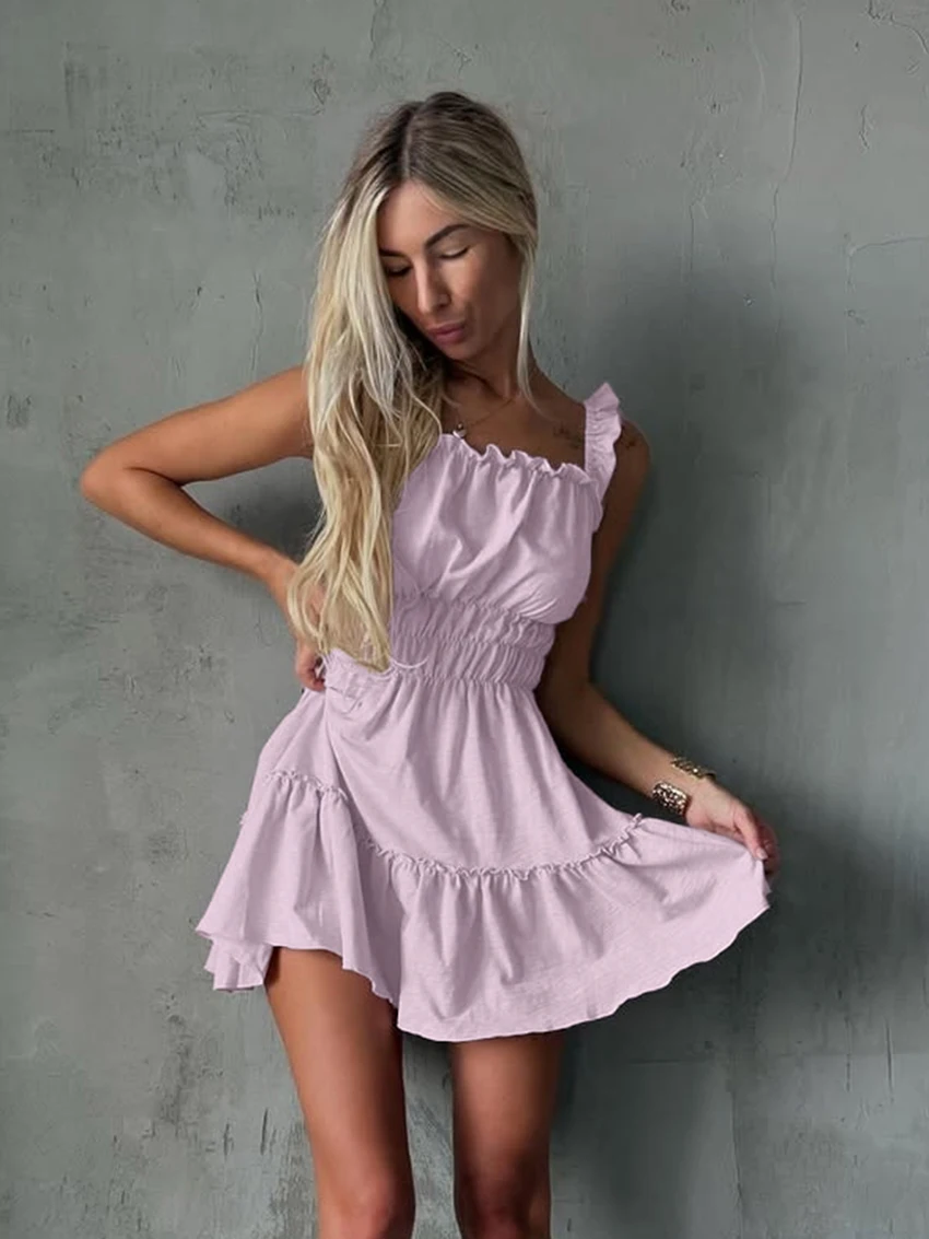 Marthaqiqi Knitted Ladies Sleepwear Backless Pajama Sleeveless Nightgown Square Collar Nightwear Knitted Mini Dress Home Clothes
Marthaqiqi Knitted Ladies Sleepwear Backless Pajama Sleeveless Nightgown Square Collar Nightwear Knitted Mini Dress Home Clothes