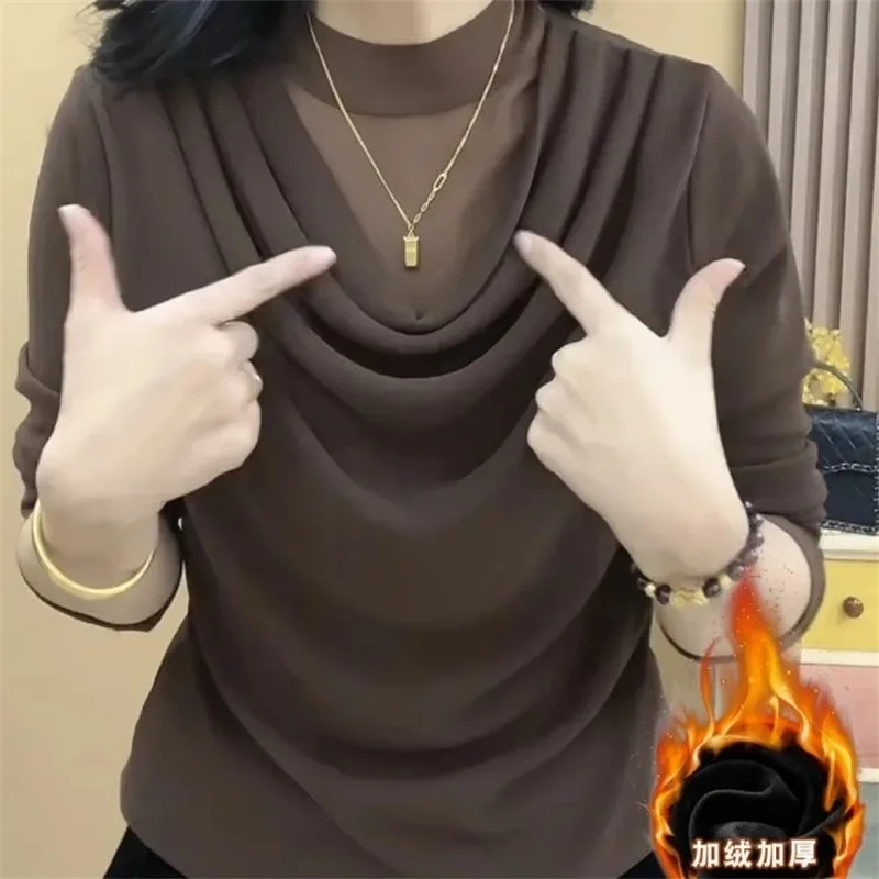 Autumn Feminine Solid Color Mesh Tops Korean Women Fashion Large Size 4XL Casual Shirts Coat Ladies Turtleneck Pullover T-shirt
Autumn Feminine Solid Color Mesh Tops Korean Women Fashion Large Size 4XL Casual Shirts Coat Ladies Turtleneck Pullover T-shirt