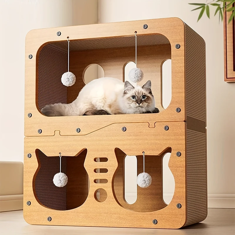 Durable Splicing Type Cat Scratching Board House with Dangling Toys Durable Cardboard Nest for Kittens & Small Animals
Durable Splicing Type Cat Scratching Board House with Dangling Toys Durable Cardboard Nest for Kittens & Small Animals