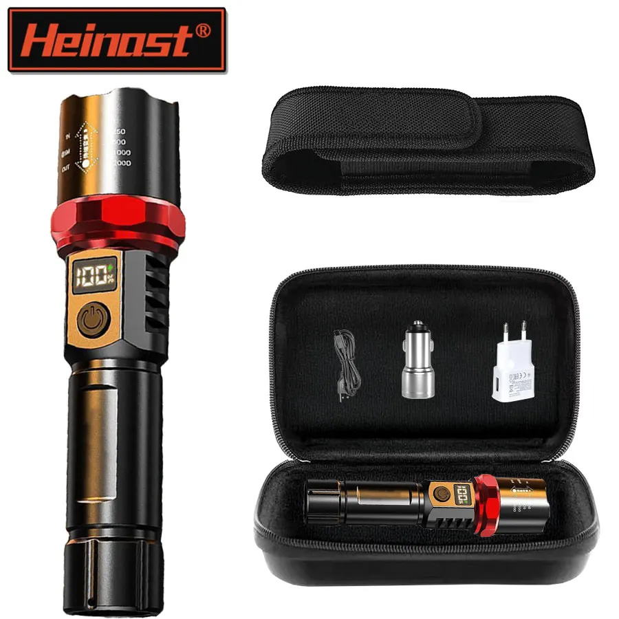 Heinast Powerful LED Flashlight With Display Rechargeable Telescopic Zoom Torch Emergency Lantern For Outdoor Camping Fishing
Heinast Powerful LED Flashlight With Display Rechargeable Telescopic Zoom Torch Emergency Lantern For Outdoor Camping Fishing