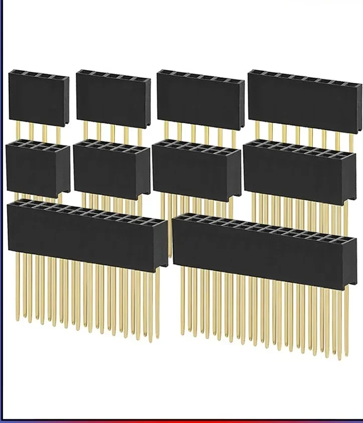 100pcs Single/Double Row Female Socket with Extended Pins by 11mm 2.54mm Spacing 8.5mm Plastic Height 1x40P 2x40P
100pcs Single/Double Row Female Socket with Extended Pins by 11mm 2.54mm Spacing 8.5mm Plastic Height 1x40P 2x40P