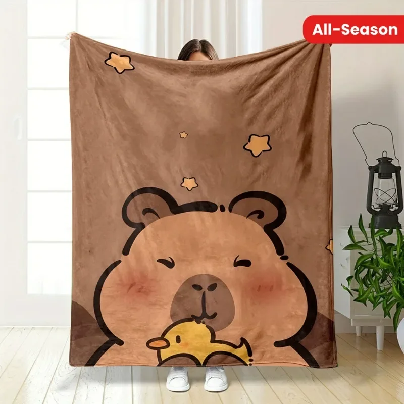 Soft Flannel Cartoon Capybara with Duck Print Throw Blanket for Home Office Nap Gift Cozy Warm for Family and Friends
Soft Flannel Cartoon Capybara with Duck Print Throw Blanket for Home Office Nap Gift Cozy Warm for Family and Friends