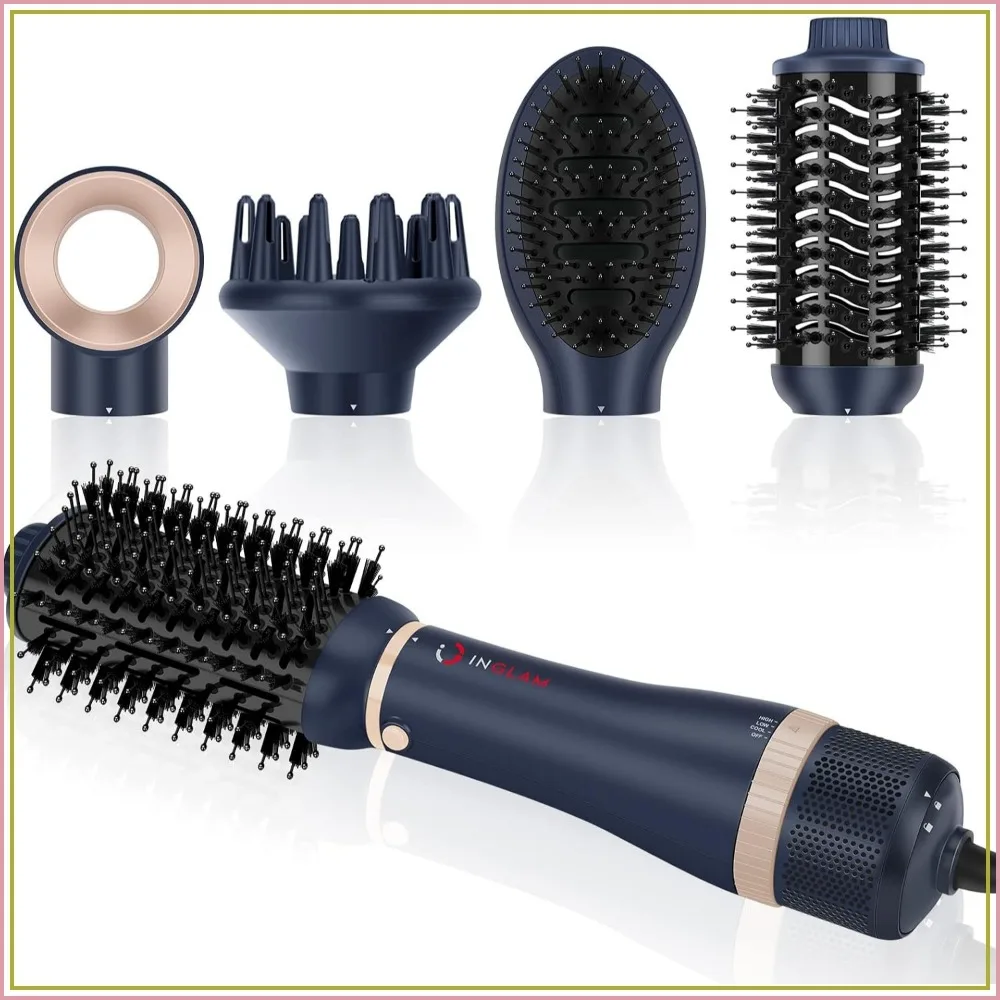 4 in 1 Hair Dryer Brush Set, Detachable Hot Air Styler with 2 Brush Heads, Negative Ion Volumizer for Blowout, Prussian Blue
4 in 1 Hair Dryer Brush Set, Detachable Hot Air Styler with 2 Brush Heads, Negative Ion Volumizer for Blowout, Prussian Blue