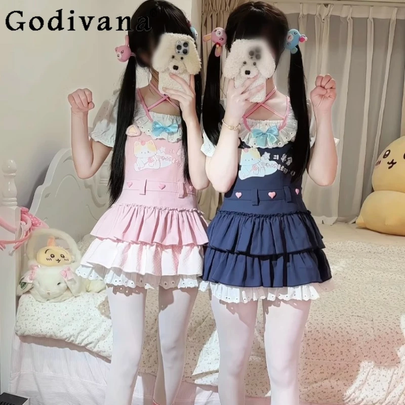 Original Daughter Kawaii Clothes Summer Soft Girls Y2k Printed Short-sleeved Top T-shirts + Cake Skirt Strap Dress 2-piece Set
Original Daughter Kawaii Clothes Summer Soft Girls Y2k Printed Short-sleeved Top T-shirts + Cake Skirt Strap Dress 2-piece Set