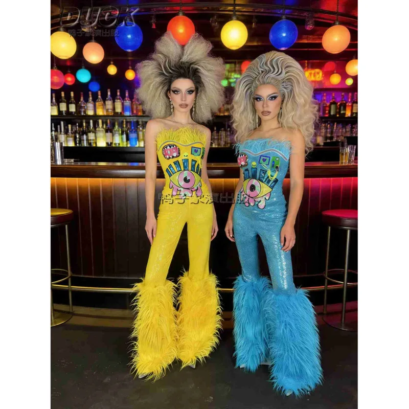 Nightclub Bar Gogo Sequin Tube Top Jumpsuit for Female DS Singer with Furry Leg Warmers Orange Performance Outfit
Nightclub Bar Gogo Sequin Tube Top Jumpsuit for Female DS Singer with Furry Leg Warmers Orange Performance Outfit