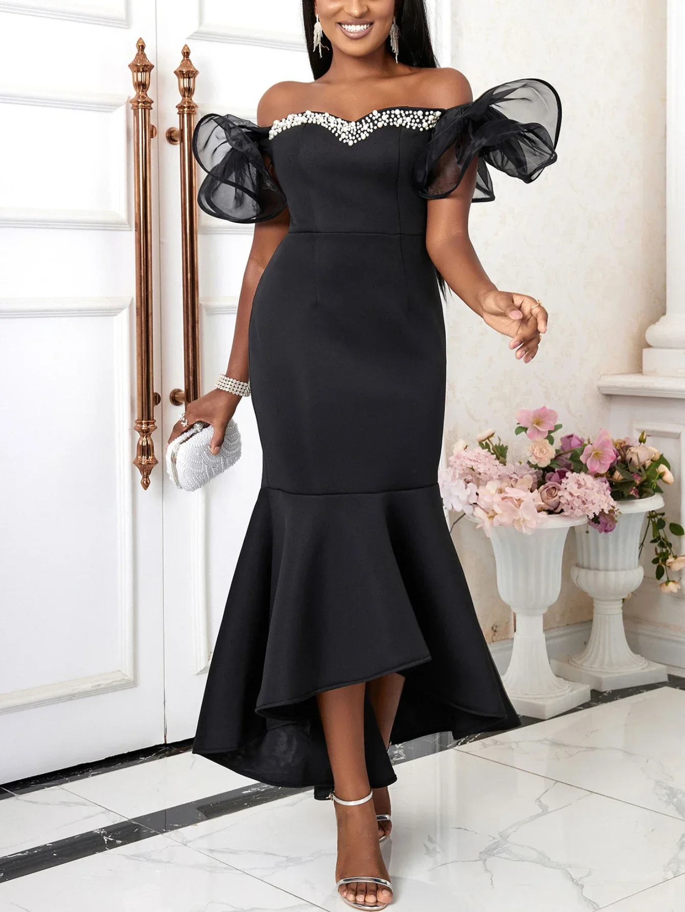 Women Strapless Rufflea Diamond Black Dress Sexy Off Shoulder High Waist Mermaid Hem Gowns Prom Luxury Night Party Plus Size
Women Strapless Rufflea Diamond Black Dress Sexy Off Shoulder High Waist Mermaid Hem Gowns Prom Luxury Night Party Plus Size