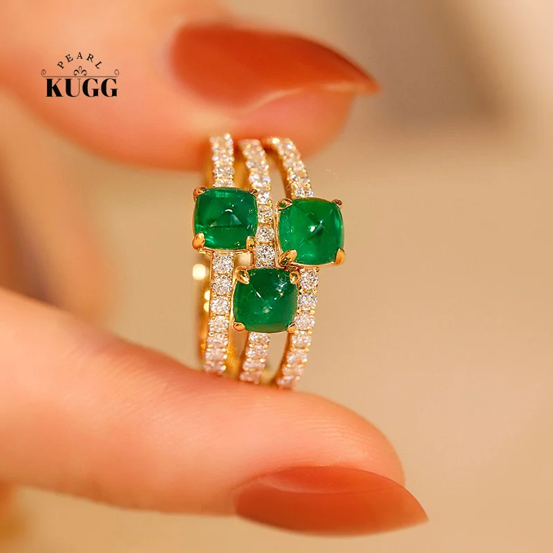 KUGG 18K Yellow Gold Rings Elegant Shiny Style Real Natural Emerald Gemstone Ring for Women Wedding Luxury Diamond Jewelry
KUGG 18K Yellow Gold Rings Elegant Shiny Style Real Natural Emerald Gemstone Ring for Women Wedding Luxury Diamond Jewelry