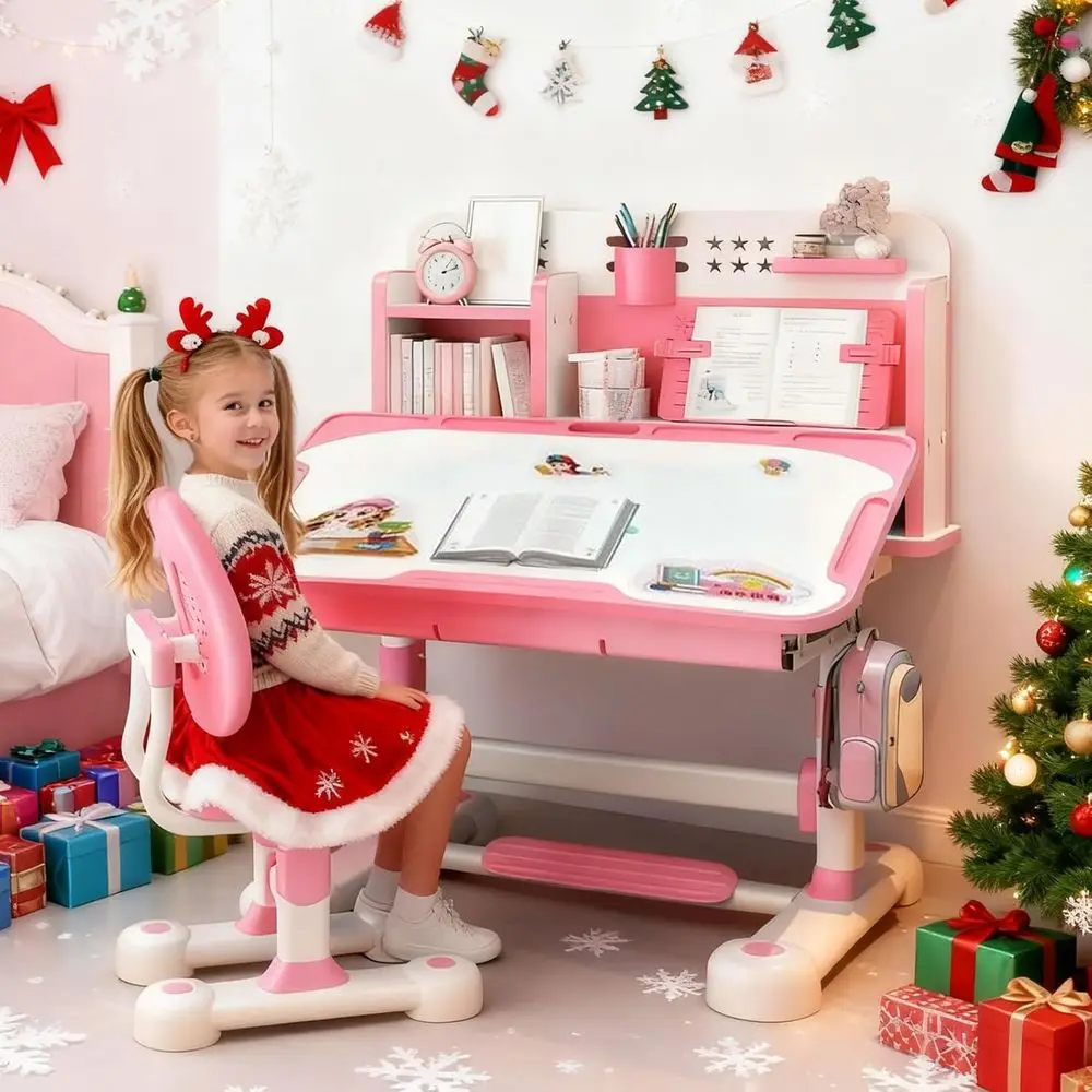 Height-Adjustable Kids Desk and Chair Set for Ages 6-12 | Pink | Ideal for Learning and Bedroom Use
Height-Adjustable Kids Desk and Chair Set for Ages 6-12 | Pink | Ideal for Learning and Bedroom Use