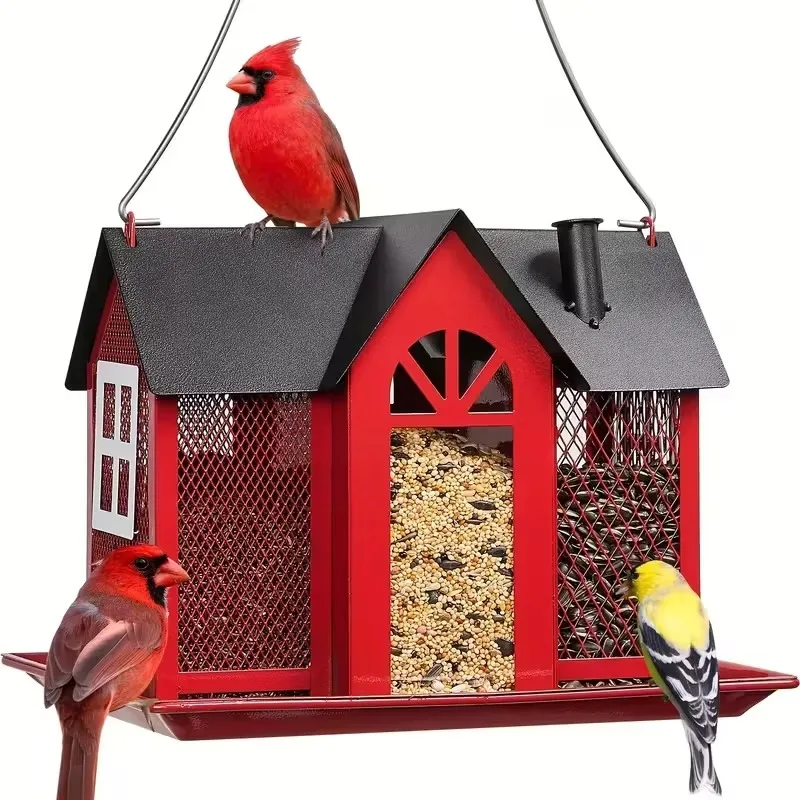 Durable Red Metal Bird Feeder House with Triple Feeding Stations, Weather-Resistant Design, Black Roof & Door
Durable Red Metal Bird Feeder House with Triple Feeding Stations, Weather-Resistant Design, Black Roof & Door