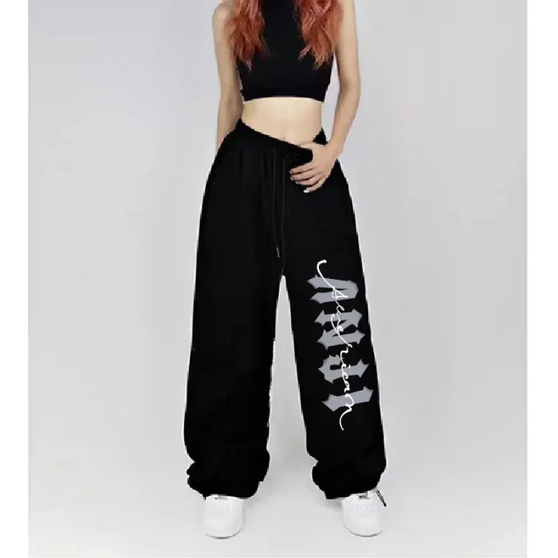 Vintage Hip-hop Letter Print Sweatpants Women American Y2K Streetwear Women Pants High Waist Drawstring Design Long Trousers
Vintage Hip-hop Letter Print Sweatpants Women American Y2K Streetwear Women Pants High Waist Drawstring Design Long Trousers