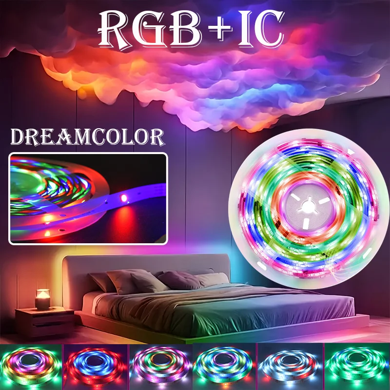WS2812B RGBIC LED Strip Lights USB 12LEDs/M Addressable LED Strip Lights 5050SMD Dreamcolor Lamps For PC TV Home Atmospher Light
WS2812B RGBIC LED Strip Lights USB 12LEDs/M Addressable LED Strip Lights 5050SMD Dreamcolor Lamps For PC TV Home Atmospher Light