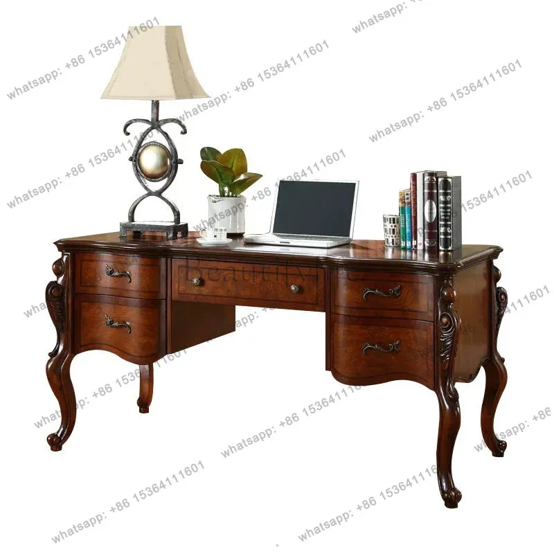 American retro solid wood carving flower desk large capacity multi-drawer desk
American retro solid wood carving flower desk large capacity multi-drawer desk