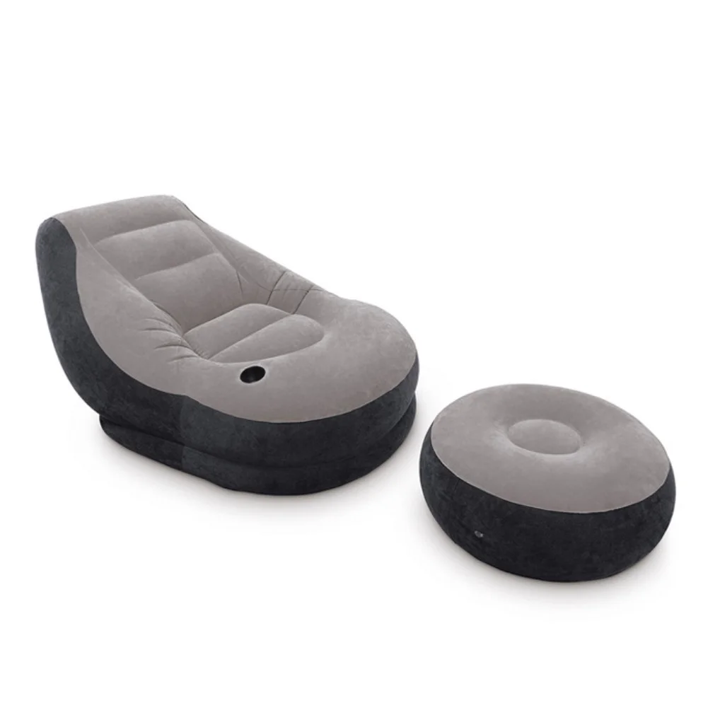 Gray Inflatable Velvet Flocked Sofa Chair With Footstool Reclining Lounge Seat Built-in Cup Holder For Outdoor Camping Beach Gar
Gray Inflatable Velvet Flocked Sofa Chair With Footstool Reclining Lounge Seat Built-in Cup Holder For Outdoor Camping Beach Gar