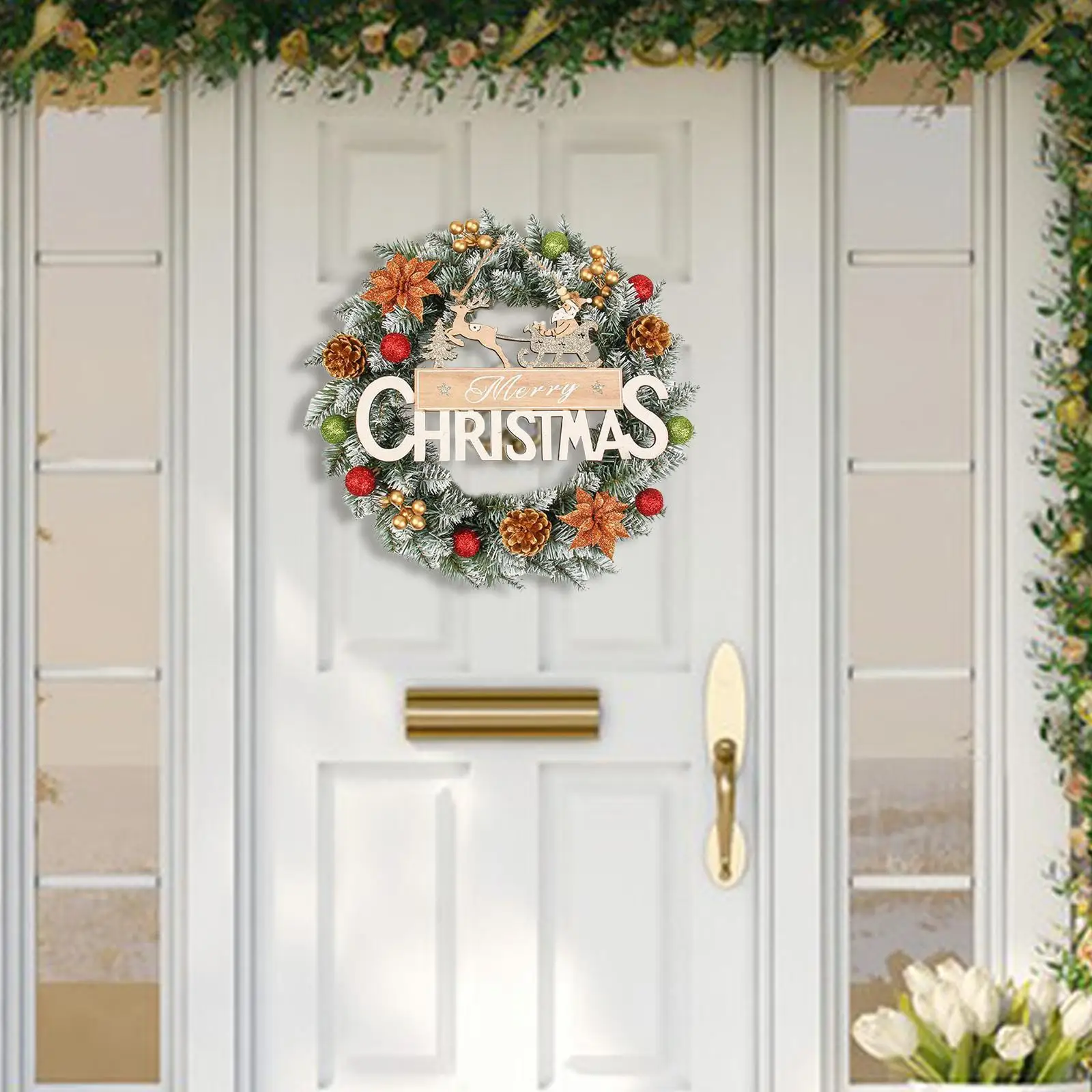 Christmas Wreath Hanging Decoration Rustic Garland for New Year Porch Indoor
Christmas Wreath Hanging Decoration Rustic Garland for New Year Porch Indoor