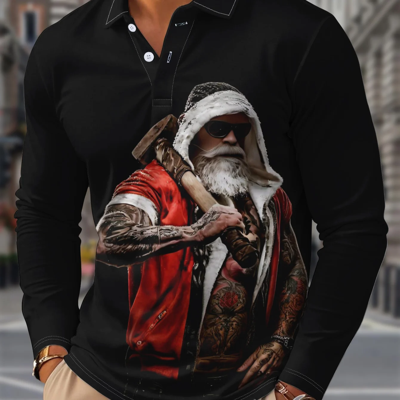 Christmas Santa Claus Casual Men's Polo Shirt Long Sleeve Christmas Theme Polo Shirt Collar Button Up 3D Print Design Men Clothe 
Christmas Santa Claus Casual Men's Polo Shirt Long Sleeve Christmas Theme Polo Shirt Collar Button Up 3D Print Design Men Clothe