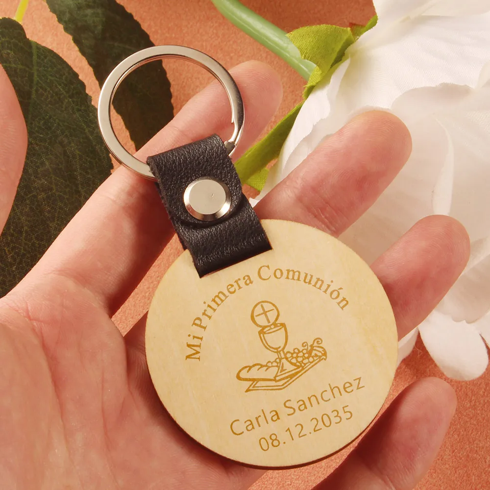 10/30/50pcs Personalized PU Leather and Wood Keychain Engraved Name Date My Communion Baptism Religious Gift
10/30/50pcs Personalized PU Leather and Wood Keychain Engraved Name Date My Communion Baptism Religious Gift