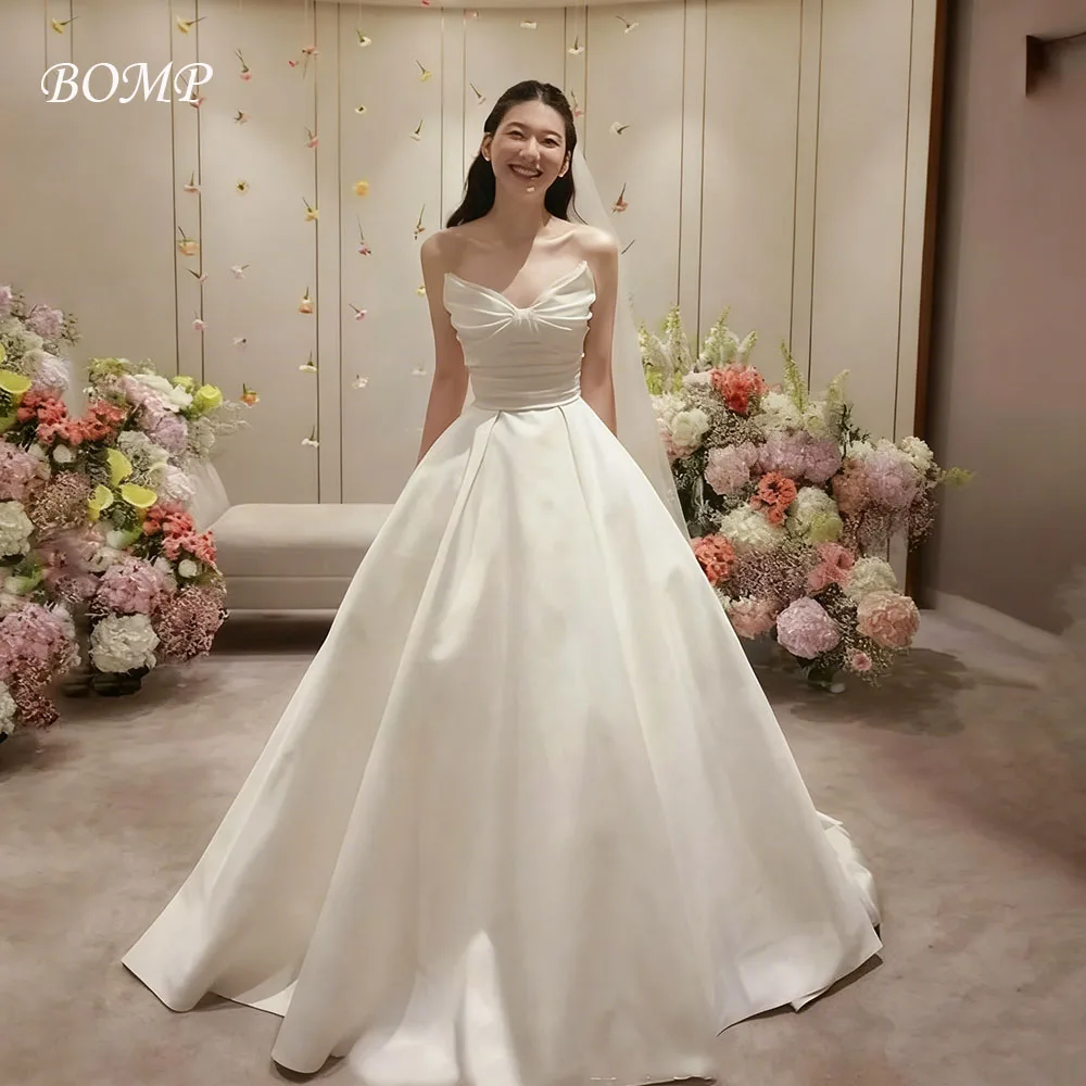 BOMP Elegant Sweetheart Wedding Party Dress Bow Ivory Satin A-Line Photo Shoot Bridal Reception Gown Customized 웨딩드레스
BOMP Elegant Sweetheart Wedding Party Dress Bow Ivory Satin A-Line Photo Shoot Bridal Reception Gown Customized 웨딩드레스
