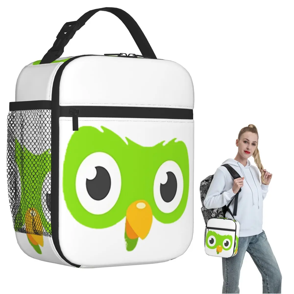 Duolingo Owl Duo Insulated Lunch Bag for Women Kids Leakproof Food Boxes Thermal Lunch Box Tote
Duolingo Owl Duo Insulated Lunch Bag for Women Kids Leakproof Food Boxes Thermal Lunch Box Tote