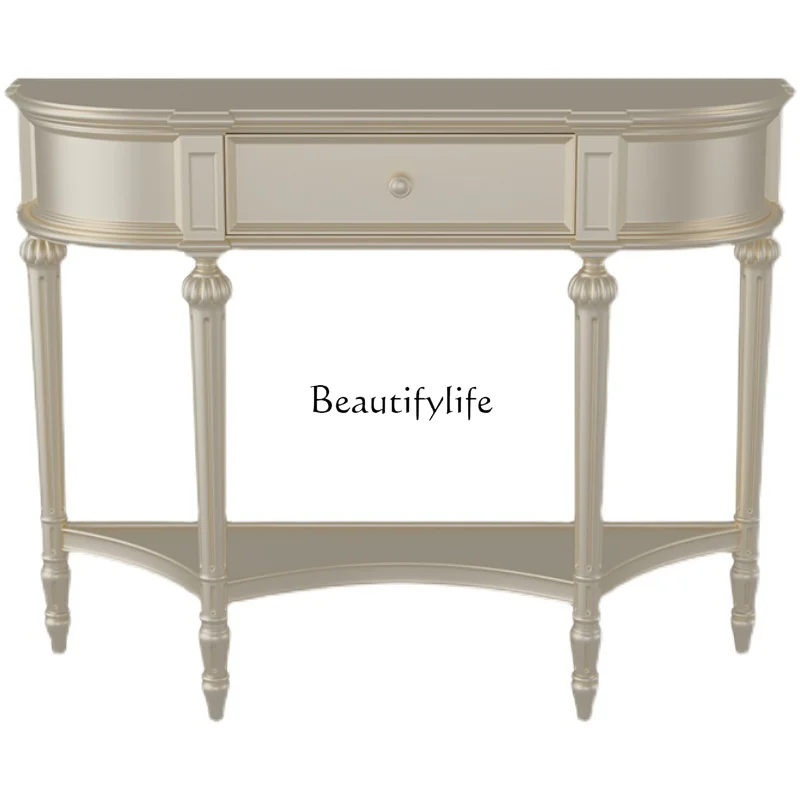 American light luxury entrance table Solid wood modern simple semicircular end view table Small apartment decorative narrow
American light luxury entrance table Solid wood modern simple semicircular end view table Small apartment decorative narrow