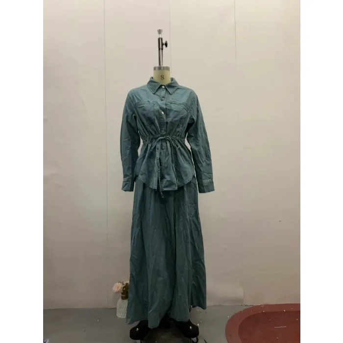 2 Piece Skirt Set for Women High Waist Denim Long Dress Button Full Sleeve Splice Jeans Coats Pocket Lace Up Loose Fit Fall 2025
2 Piece Skirt Set for Women High Waist Denim Long Dress Button Full Sleeve Splice Jeans Coats Pocket Lace Up Loose Fit Fall 2025
