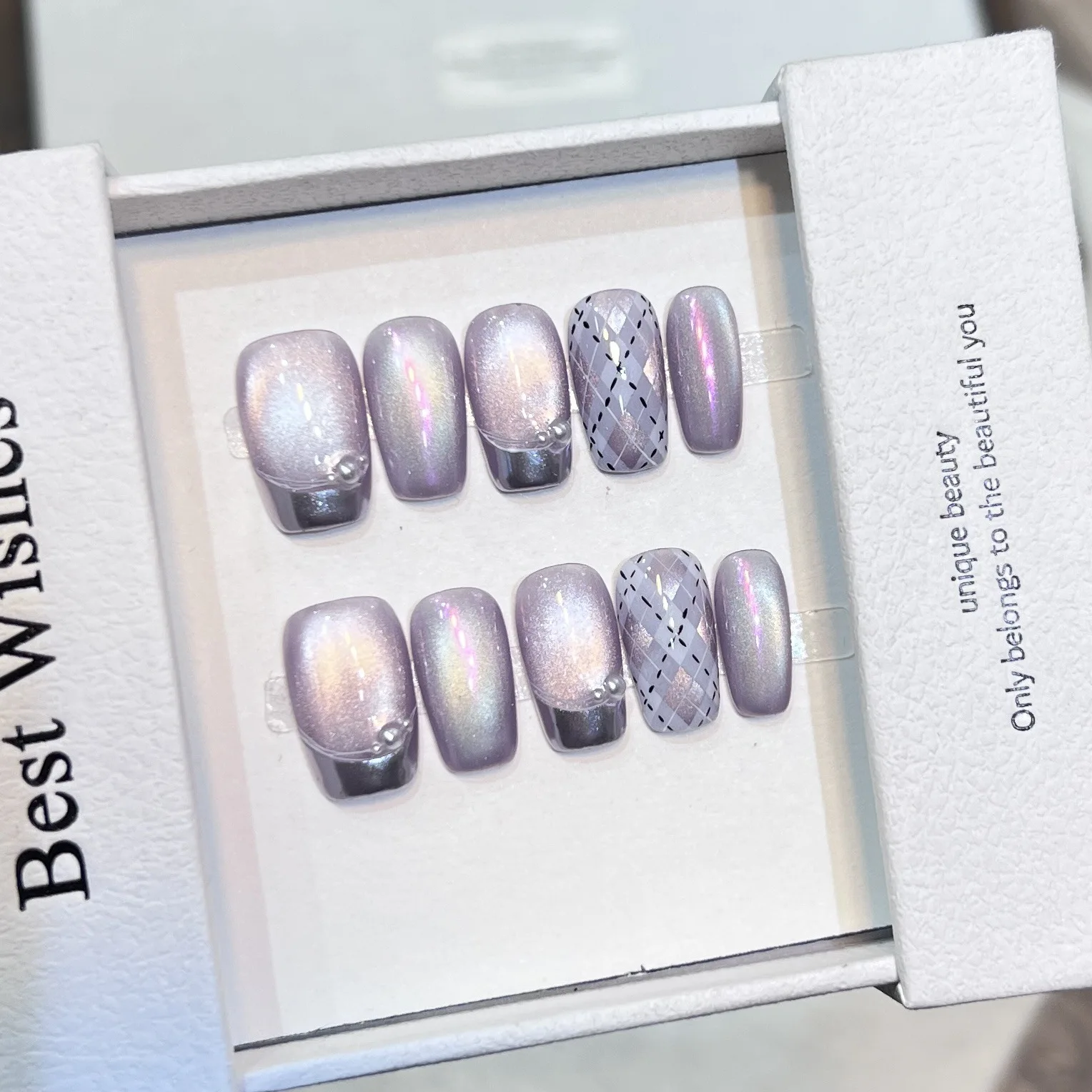 10pcs Halloween Press On Nails Mirror Aurora French Ribbon Purple False Nail for Women&Girl Removable Wearable Fake Nail Art
10pcs Halloween Press On Nails Mirror Aurora French Ribbon Purple False Nail for Women&Girl Removable Wearable Fake Nail Art