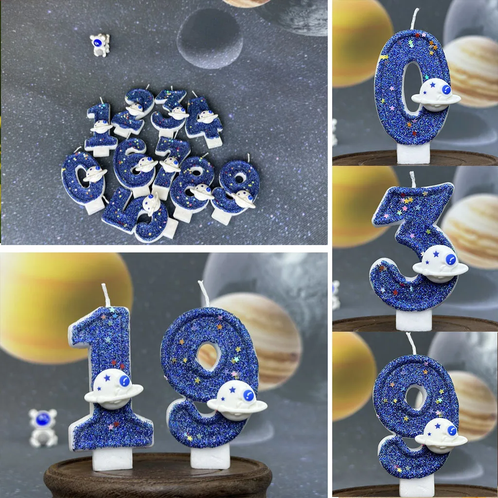 DIY Planet themed Spaceship 0-9 digital candle Dark Blue Birthday candle Outer space themed party cake decoration
DIY Planet themed Spaceship 0-9 digital candle Dark Blue Birthday candle Outer space themed party cake decoration