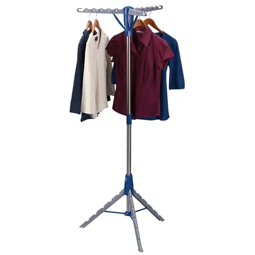 Medium Size Foldable Indoor Tripod Laundry Drying Rack With Blue And Gray Frame For Hanging Clothes
Medium Size Foldable Indoor Tripod Laundry Drying Rack With Blue And Gray Frame For Hanging Clothes