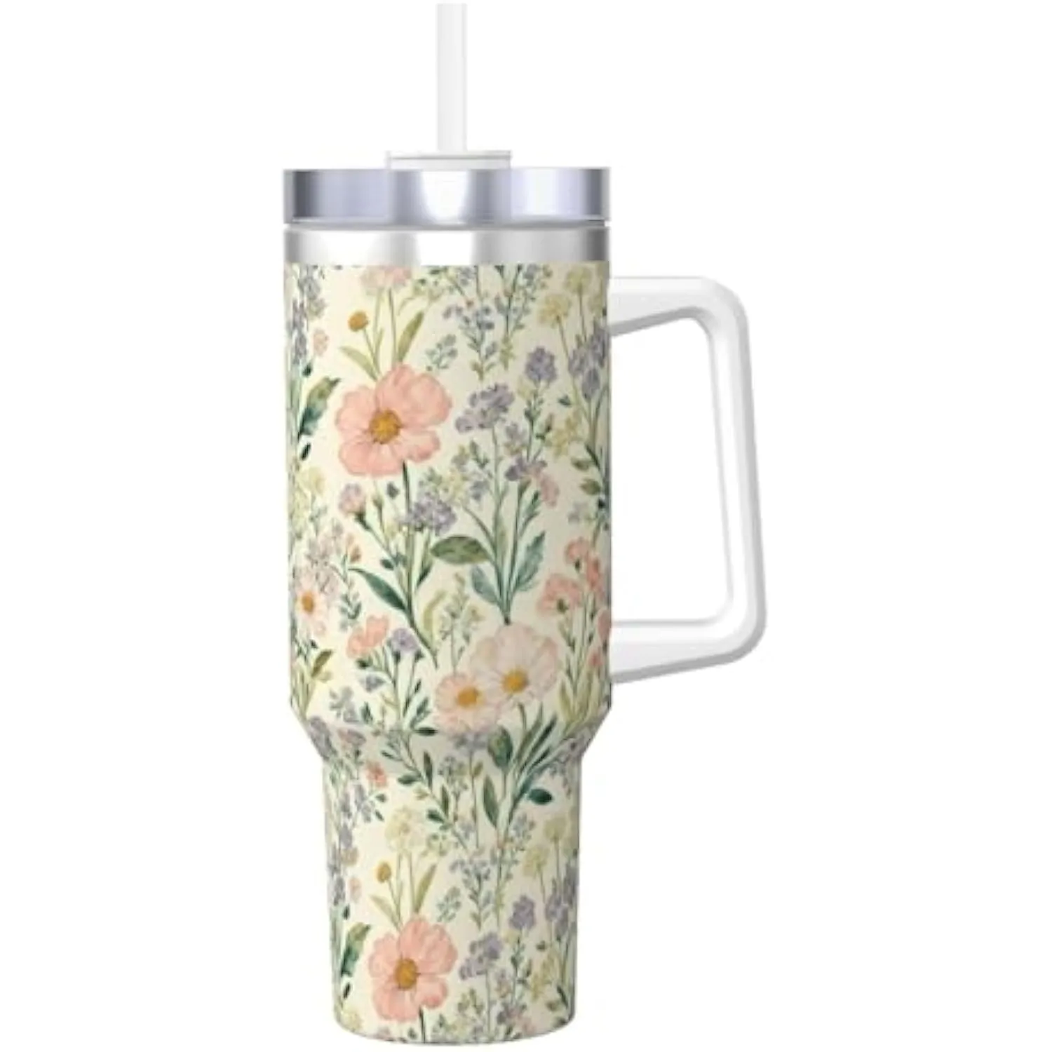 Floral Flowers Pattern Travel Tumbler 40oz Insulated Stainless Steel Cup With Handle And Straw
Floral Flowers Pattern Travel Tumbler 40oz Insulated Stainless Steel Cup With Handle And Straw