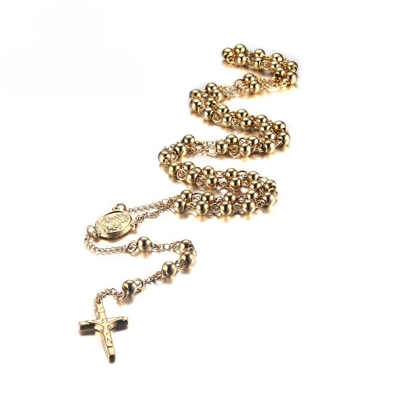 European and American Personalized Fashion Stainless Steel Gold Cross Pendant Long Beaded Chain Sweater Chain
European and American Personalized Fashion Stainless Steel Gold Cross Pendant Long Beaded Chain Sweater Chain
