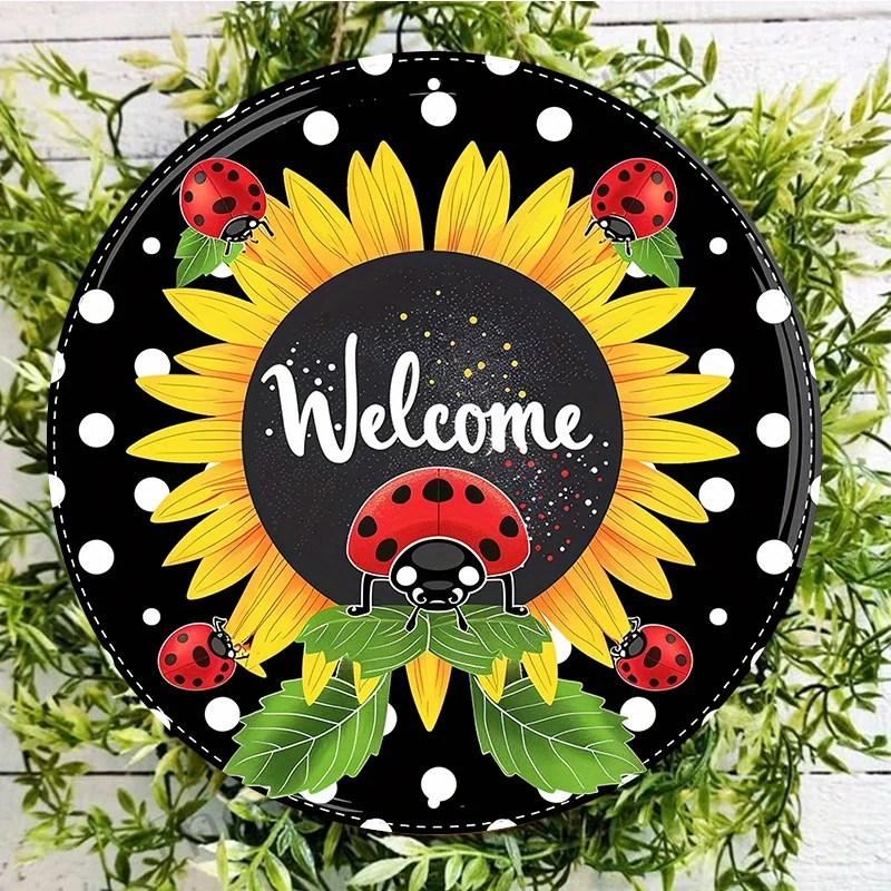 Welcome Ladybug Metal Wreath Sign, Round Aluminum Door Hanger, Wall Decor, Waterproof and Weather Resistant, HD Printing Quality
Welcome Ladybug Metal Wreath Sign, Round Aluminum Door Hanger, Wall Decor, Waterproof and Weather Resistant, HD Printing Quality