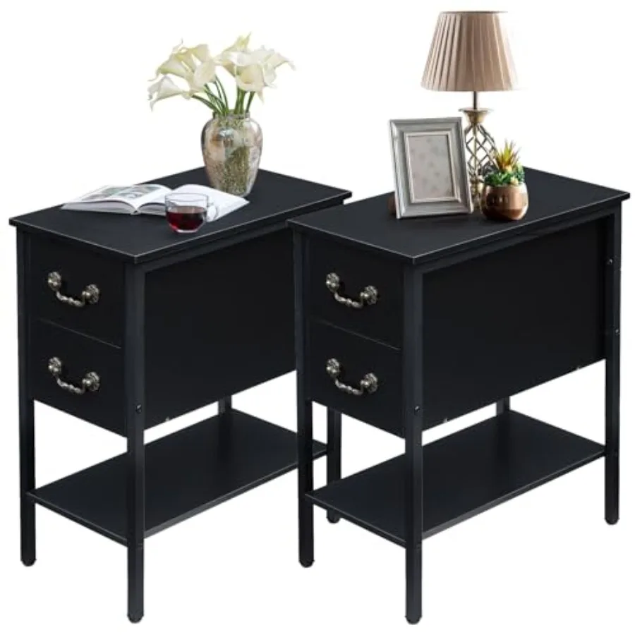 Narrow End Table with Drawers and Storage Shelf Modern Black Nightstand for Small Spaces Living Room and Bedroom Storage Soluti
Narrow End Table with Drawers and Storage Shelf Modern Black Nightstand for Small Spaces Living Room and Bedroom Storage Soluti