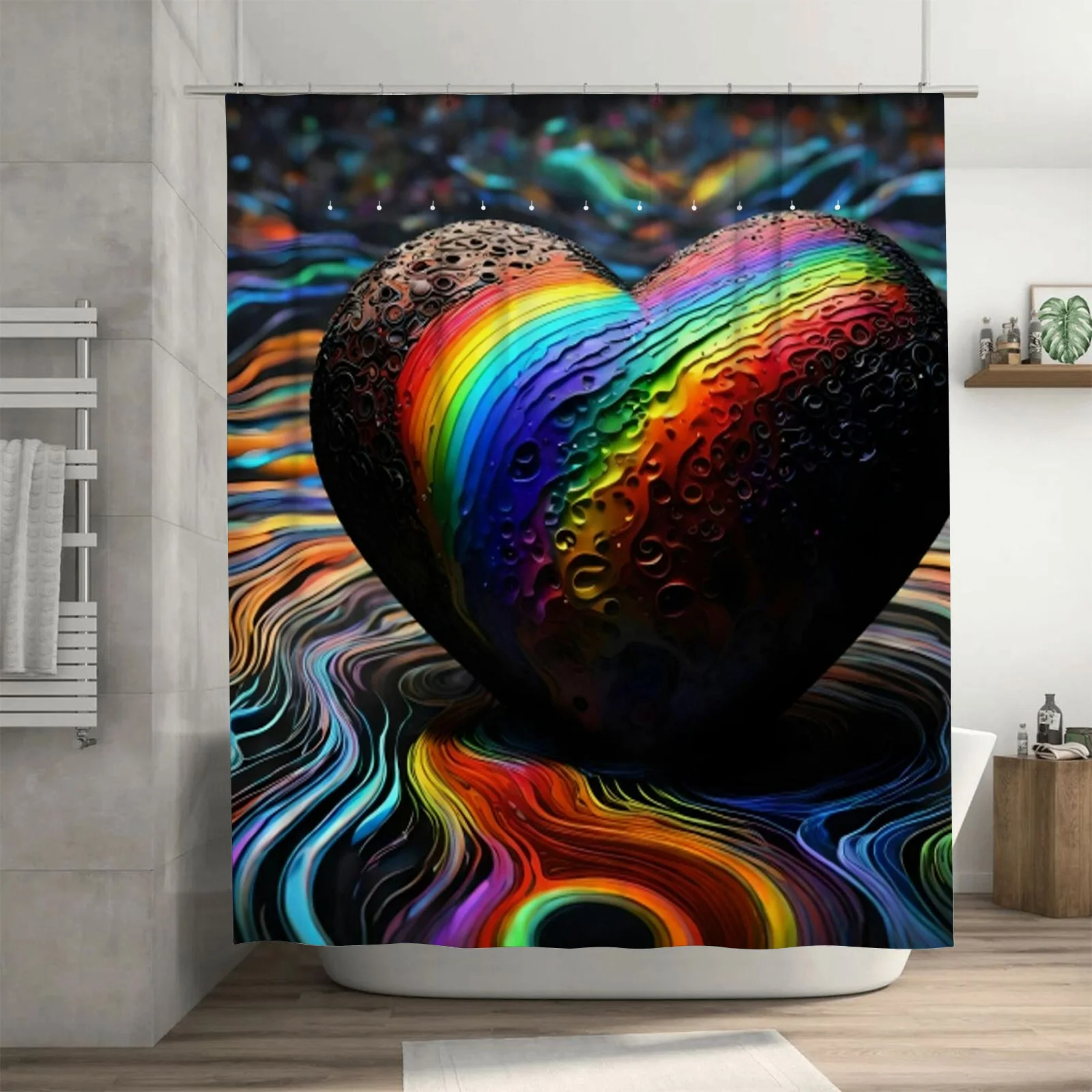 Занавеска для душа Surreal Rainbow Heart — водонепроницаемая, устойчивая к плесени, можно стирать в машине для уникального декора ванной комнаты
Занавеска для душа Surreal Rainbow Heart — водонепроницаемая, устойчивая к плесени, можно стирать в машине для уникального декора ванной комнаты