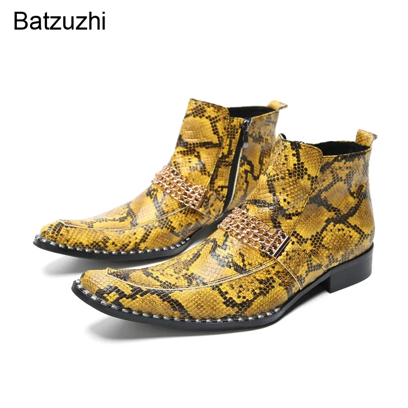 Batzuzhi Luxury Handmade Men's Boots Shoes Yellow LEATHER Ankle Boots for Men Zip Fashion Business, Party and Wedding Boots Man!
Batzuzhi Luxury Handmade Men's Boots Shoes Yellow LEATHER Ankle Boots for Men Zip Fashion Business, Party and Wedding Boots Man!
