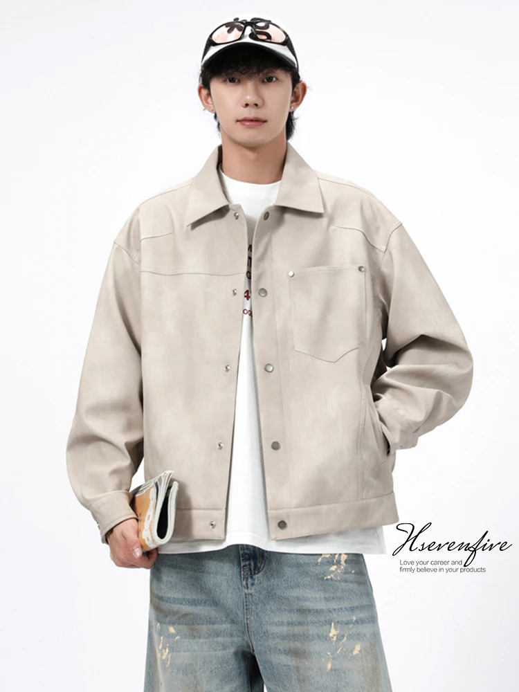 Мужская куртка из искусственной кожи в американском ретро-стиле с отложным воротником, осенне-зимняя, свободного кроя, высококачественная, повседневная, молодежная, из искусственной кожи PU, модель Vitali Sle
Мужская куртка из искусственной кожи в американском ретро-стиле с отложным воротником, осенне-зимняя, свободного кроя, высококачественная, повседневная, молодежная, из искусственной кожи PU, модель Vitali Sle