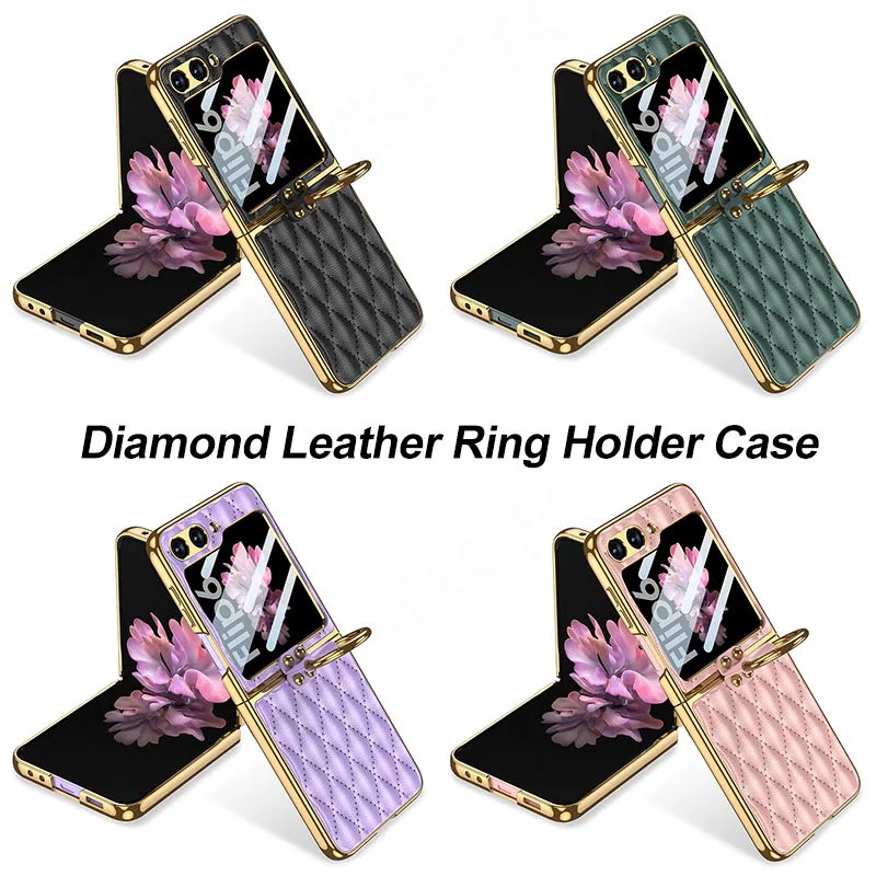 Luxury Diamond Leather Ring Holder Case For Samsung Galaxy Z Flip 6 Screen Glass Plating Edge Hard Cover For Galaxy Z Flip5 Case
Luxury Diamond Leather Ring Holder Case For Samsung Galaxy Z Flip 6 Screen Glass Plating Edge Hard Cover For Galaxy Z Flip5 Case