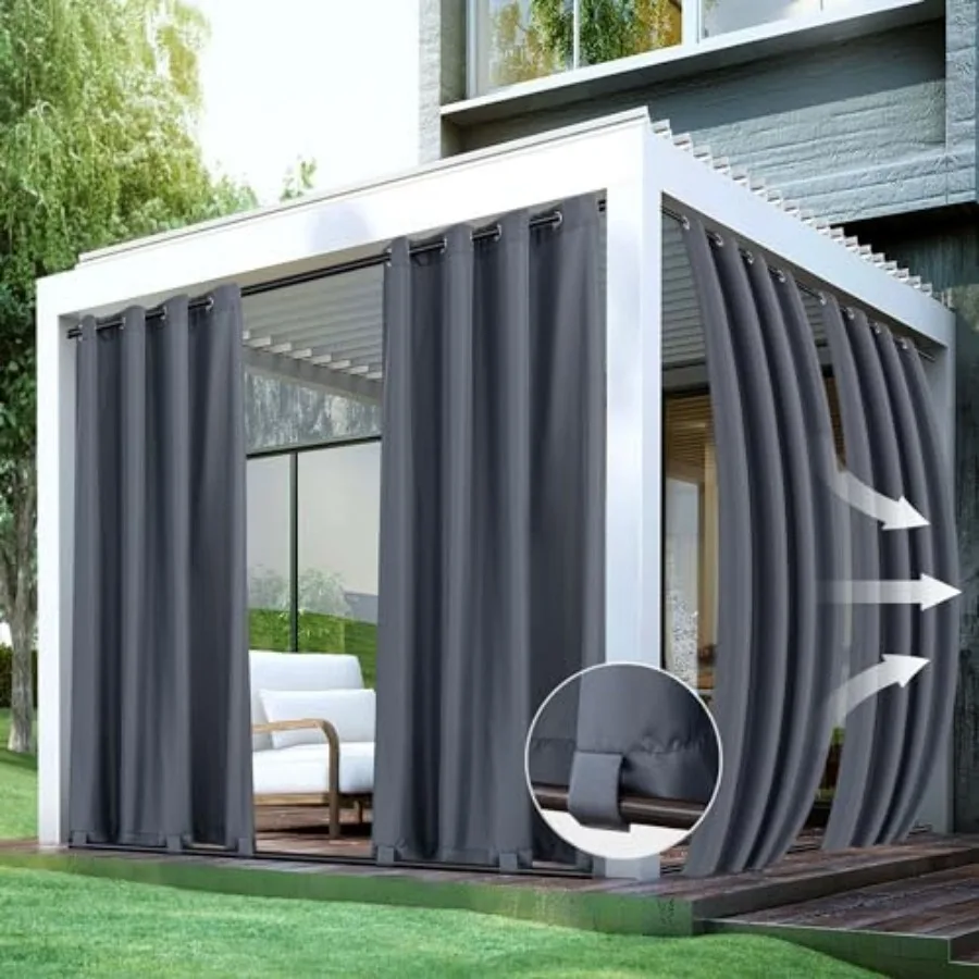 Patio Curtains Outdoor Waterproof-4 Panels 54x84 Inch-Windproof Weatherproof Privacy Outside Curtains-Grommet Top and Tab Botto
Patio Curtains Outdoor Waterproof-4 Panels 54x84 Inch-Windproof Weatherproof Privacy Outside Curtains-Grommet Top and Tab Botto
