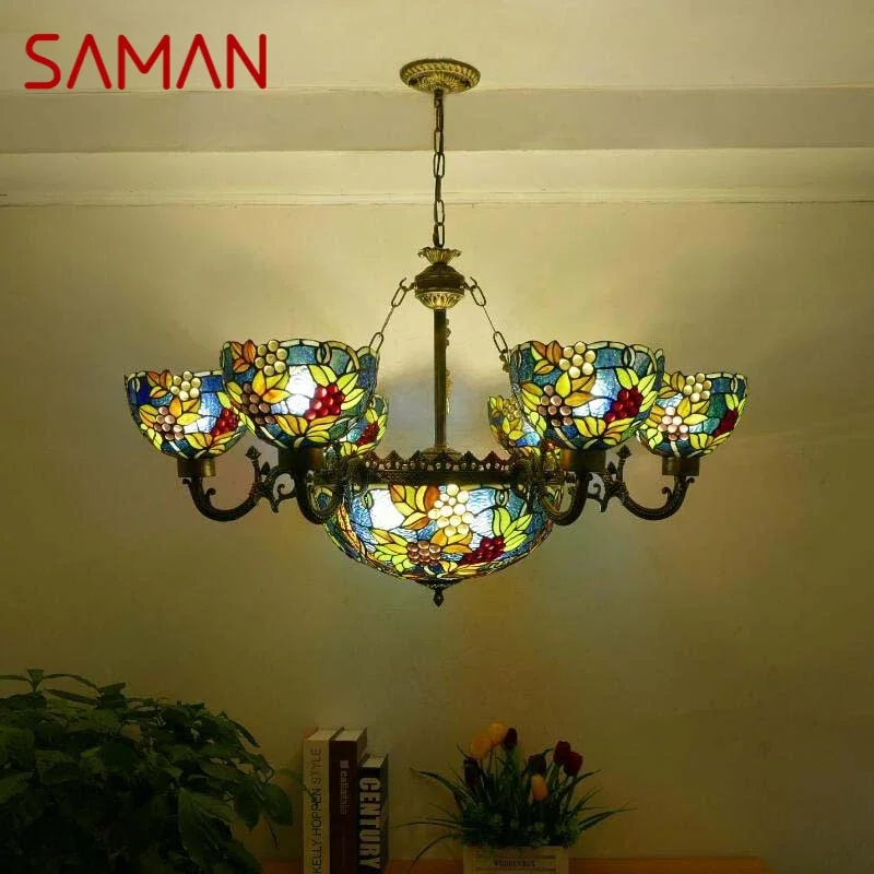 Подвесная лампа SAMAN Tiffany в европейском стиле для гостиной, винтажная креативная цветная стеклянная люстра для ресторана, спальни, отеля
Подвесная лампа SAMAN Tiffany в европейском стиле для гостиной, винтажная креативная цветная стеклянная люстра для ресторана, спальни, отеля